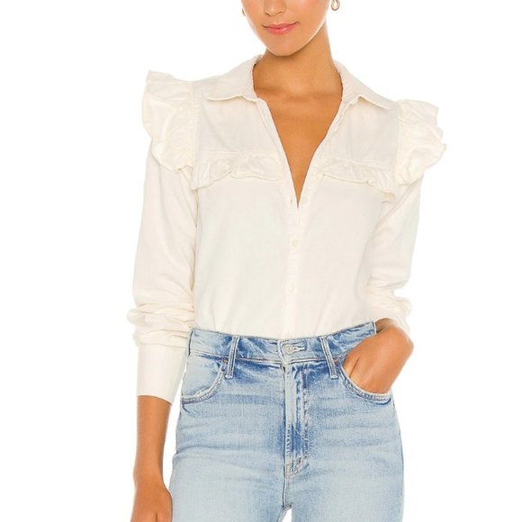 Free People Tops - Free People Samantha Ruffle Button Down XS M9